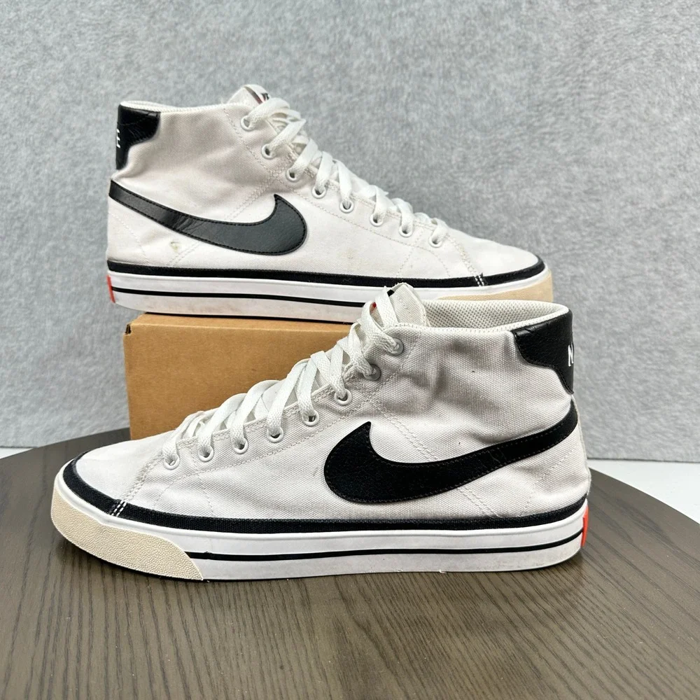 Nike Court Legacy Canvas Mid Sneaker Mens 12 White Black Shoes